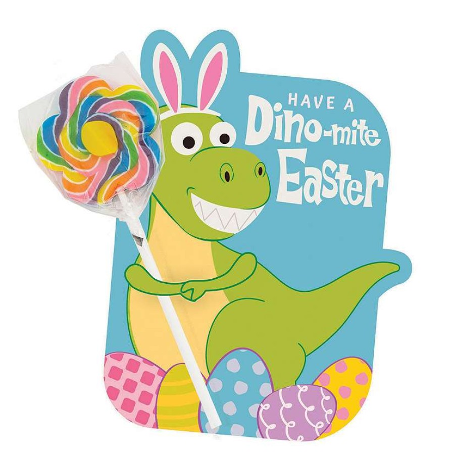 Easter Basket Fillers * | Coupon Dino-Mite Easter Lollipops With Card