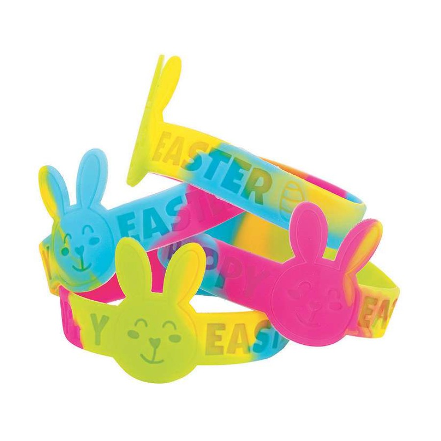 Easter Baskets & Grass * | Cheapest Rainbow Bunny Bracelets 24 Pc.