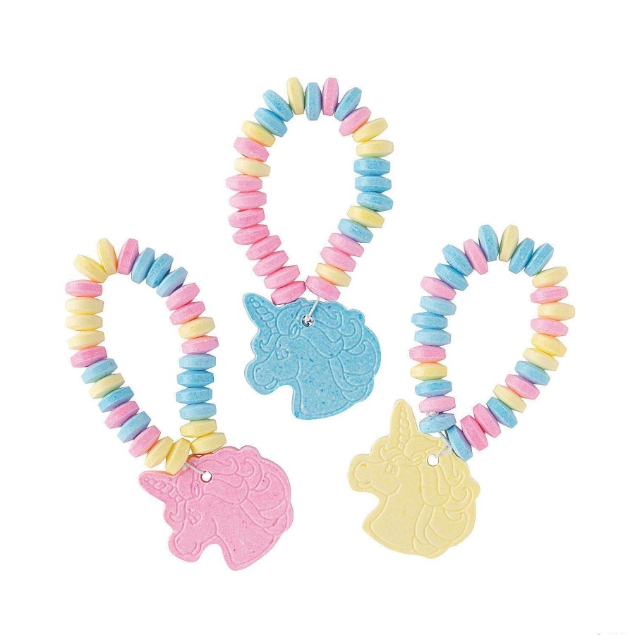 Candy Egg Fillers * | Budget Unicorn Candy Bracelets 12 Pc.