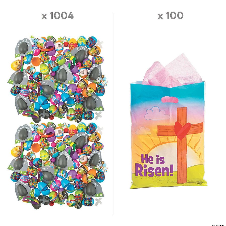 Easter Eggs * | New Bulk Value Religious Toy-Filled Easter Egg Hunt Kit For 100