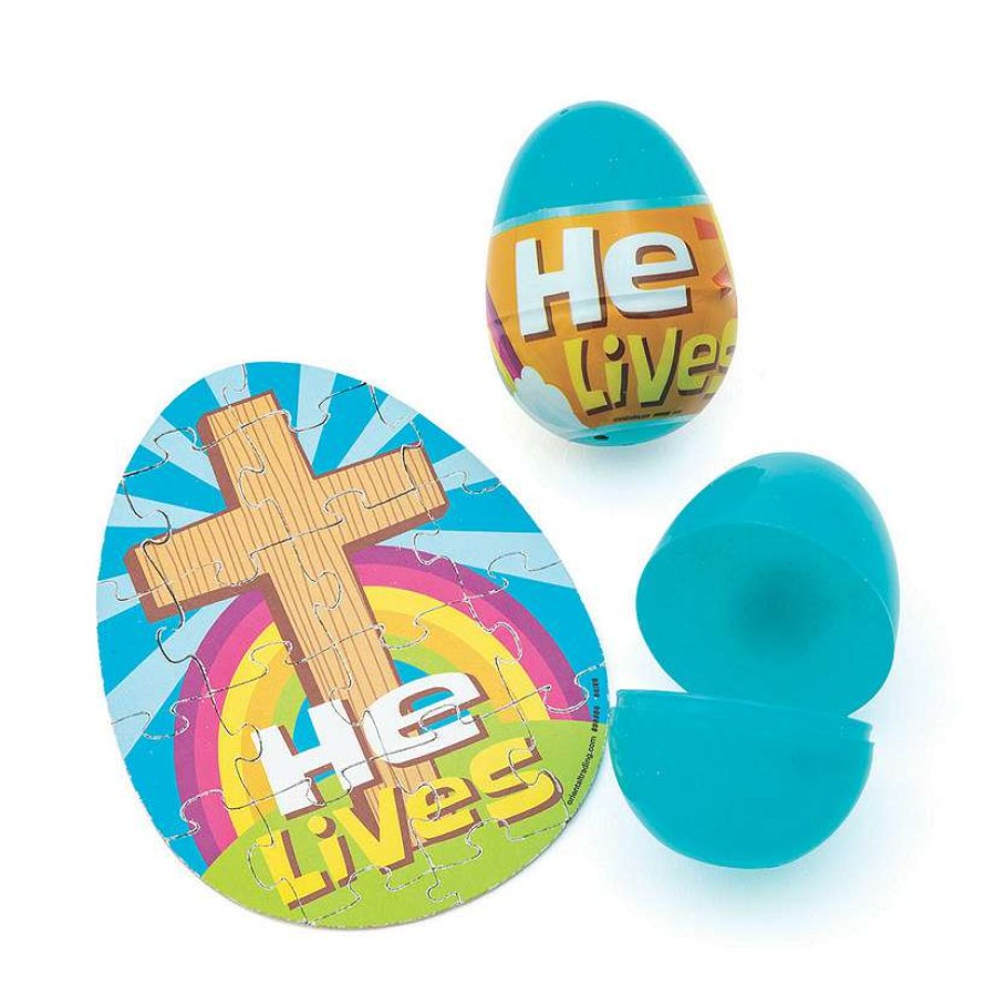 Easter Egg Hunt * | Best Reviews Of 2 1/2 He Lives Puzzle-Filled Plastic Easter Eggs Set Of 12