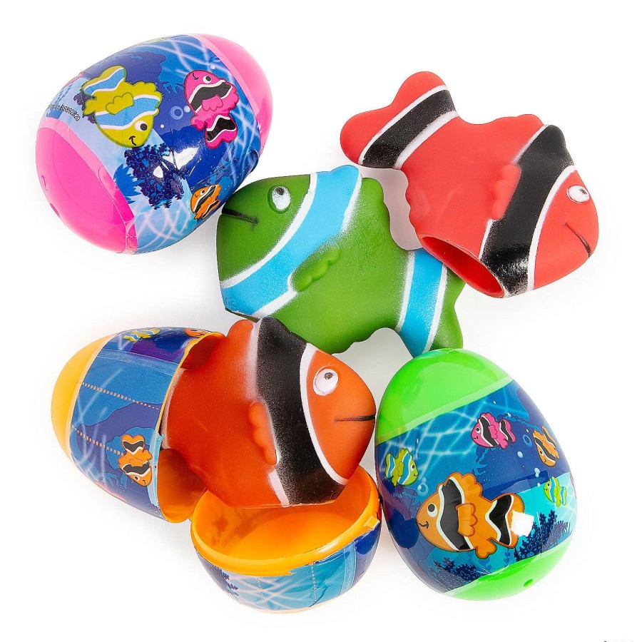 Easter Egg Hunt * | Discount 2 1/2 Fish Finger Puppet-Filled Easter Eggs 12 Pc.