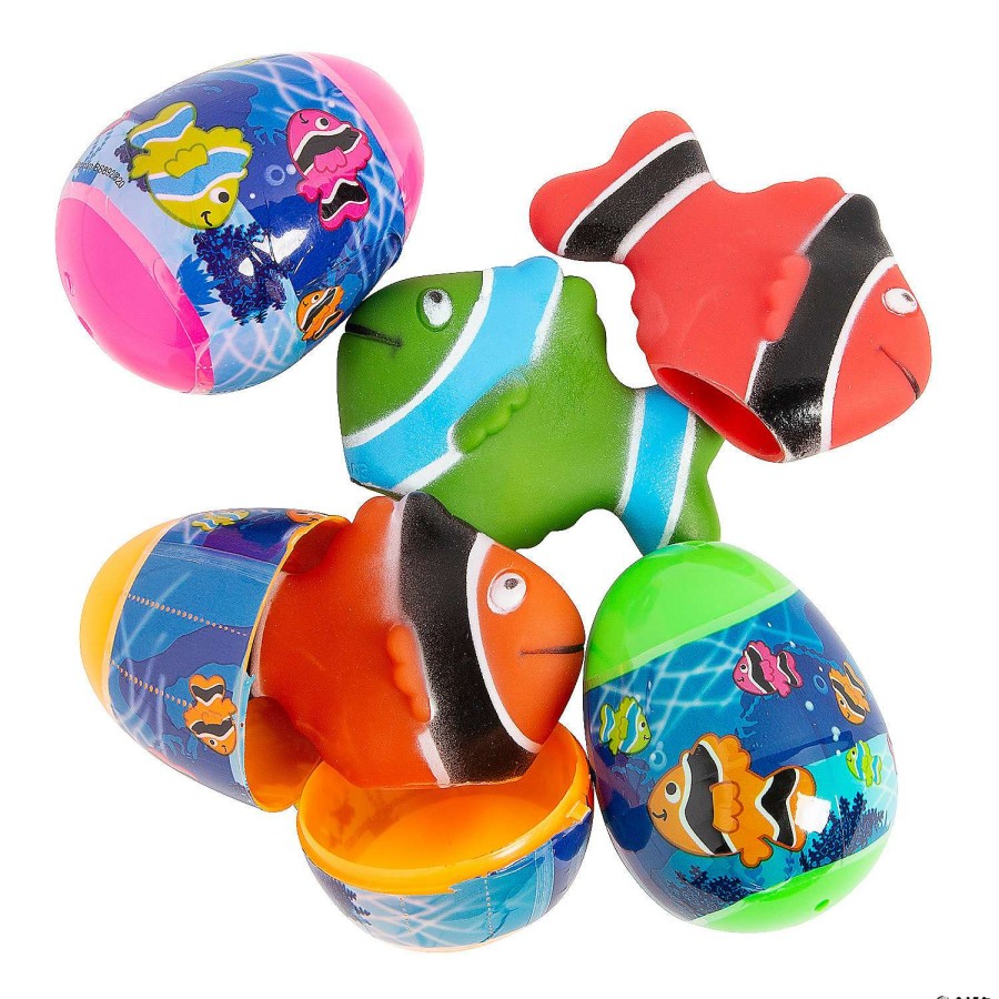 Easter Egg Hunt * | Discount 2 1/2 Fish Finger Puppet-Filled Easter Eggs 12 Pc.