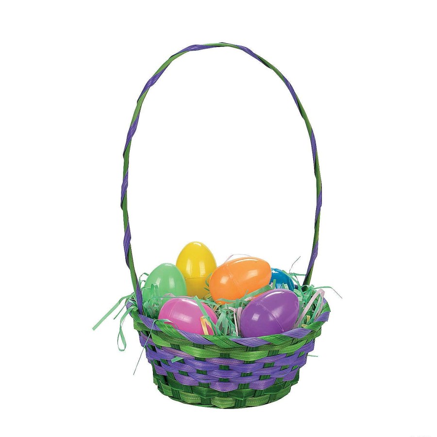 Easter Egg Hunt * | Best Sale Multicolor Round Bamboo Easter Baskets 12 Pc.