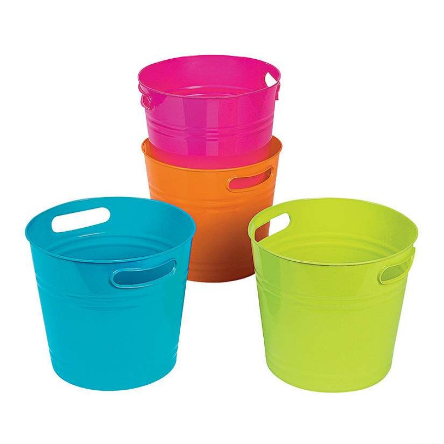 Easter Baskets & Grass * | Best Deal Bright Colorful Bucket Assortment 4 Pc.