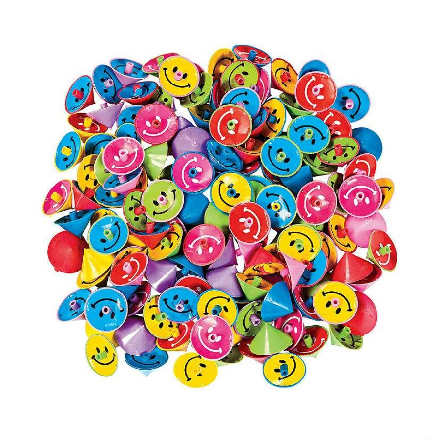 Toy Egg Fillers * | Brand New Smile Face Spin Tops 144 Pc.