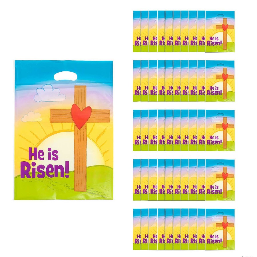 Easter Baskets & Grass * | Best Pirce 12 1/2 X 17 Large Plastic Religious Easter Goody Bags 50 Pc.