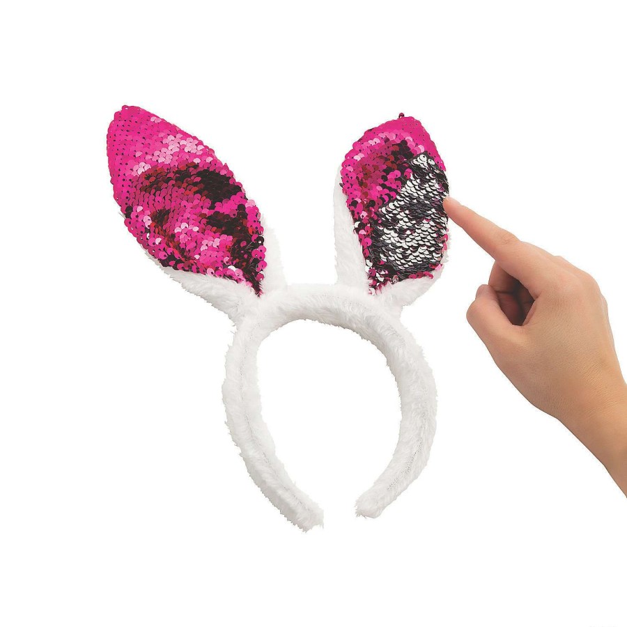 Easter Basket Fillers * | Promo Reversible Sequin Bunny Ears Headbands 6 Pc.