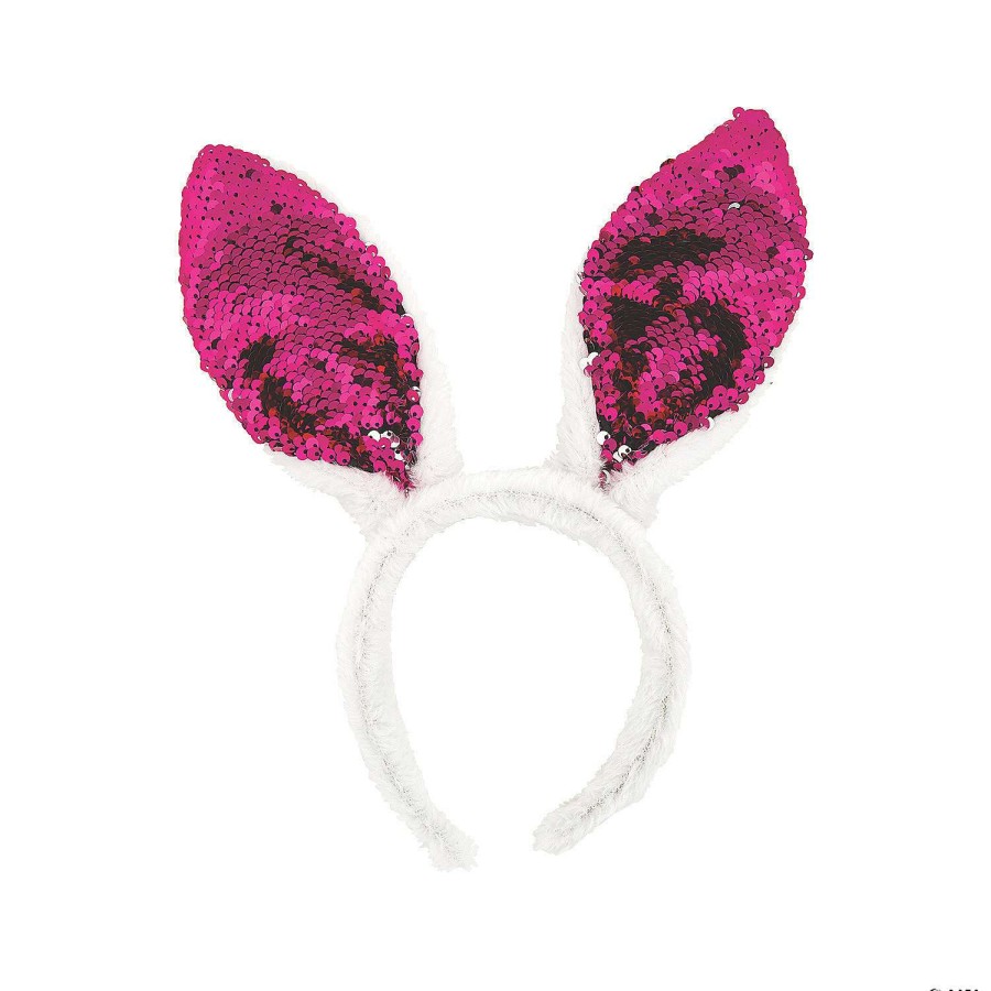 Easter Basket Fillers * | Promo Reversible Sequin Bunny Ears Headbands 6 Pc.