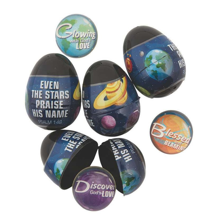 Easter Egg Hunt * | Outlet 2 1/4 God'S Galaxy Bouncy Ball-Filled Plastic Easter Eggs 12 Pc.