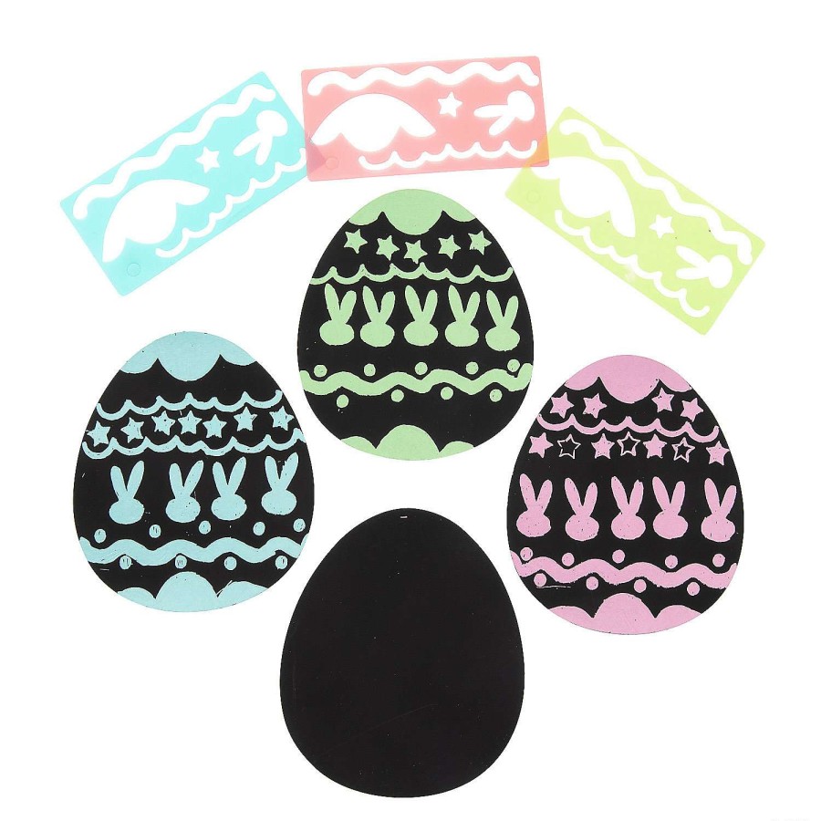 Easter Egg Hunt * | New Magic Color Scratch Easter Eggs With Stencils 12 Pc.