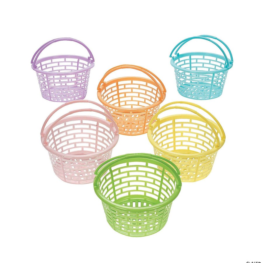 Easter Baskets & Grass * | Deals Pastel Round Easter Baskets 12 Pc.