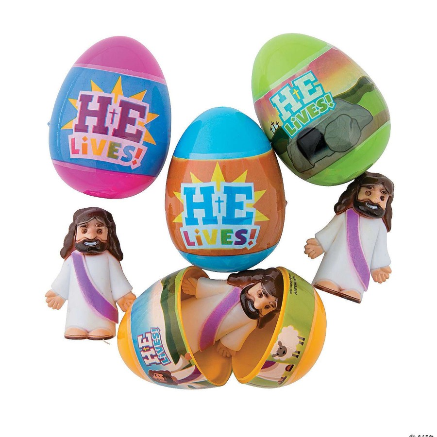 Easter Basket Fillers * | Outlet 2 1/2 He Is Risen Toy-Filled Plastic Easter Eggs 12 Pc.