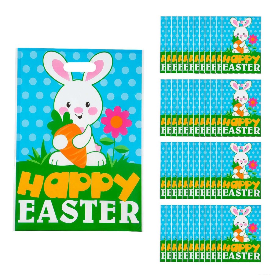 Easter Baskets & Grass * | Best Reviews Of 12 1/2 X 17 Bulk Large Happy Easter Plastic Goody Bags 50 Pc.