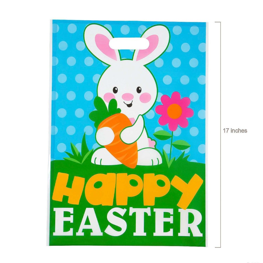 Easter Baskets & Grass * | Best Reviews Of 12 1/2 X 17 Bulk Large Happy Easter Plastic Goody Bags 50 Pc.