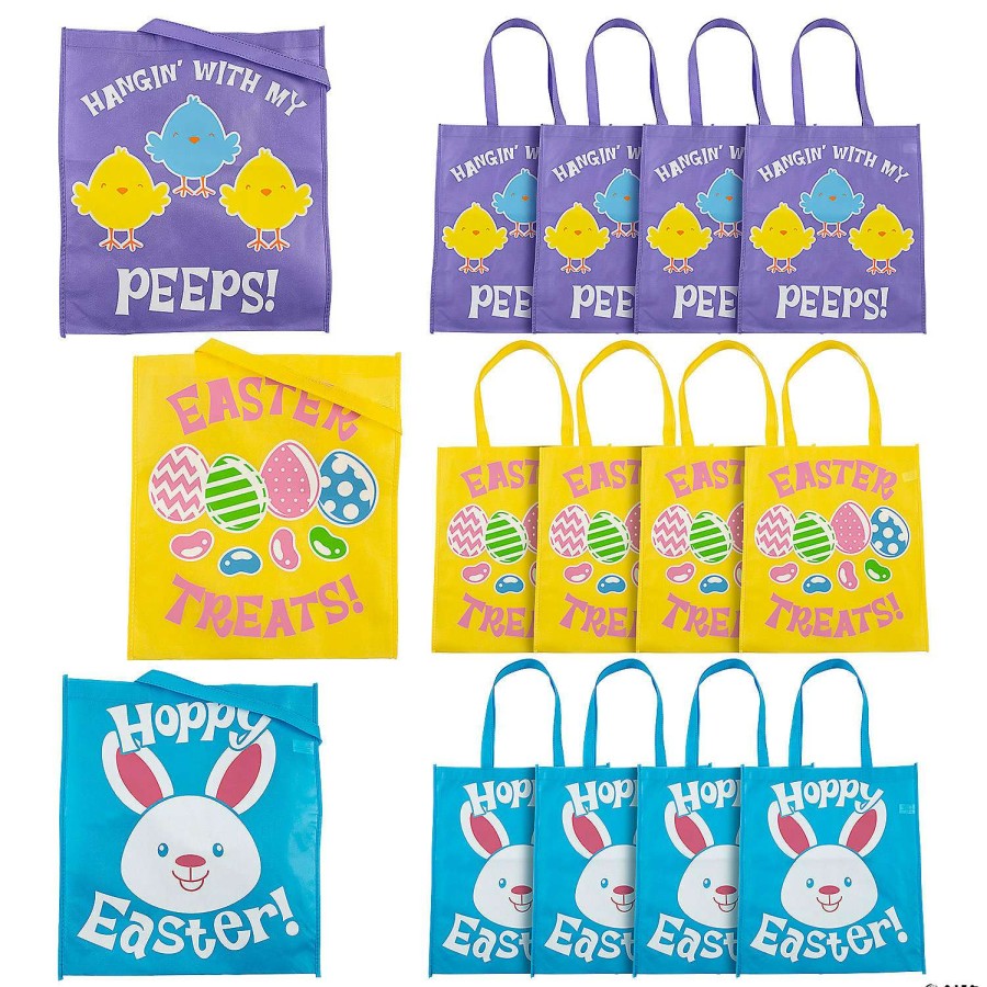 Easter Baskets & Grass * | Best Reviews Of 15 X 4 X 17 Large Easter Nonwoven Tote Bags 12 Pc.