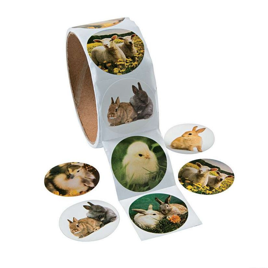 Toy Egg Fillers * | Outlet Realistic Easter Animal Sticker Roll 100 Pc.